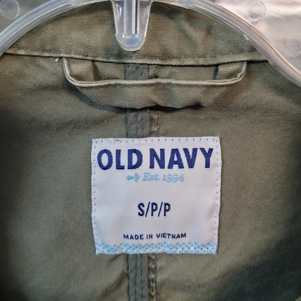 Old Navy Olive Utility Drawstring Jacket 100% cotton Full Zip Military- Womens S